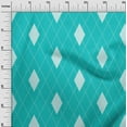 thumbnail image 2 of oneOone Cotton Flex Turquoise Blue Fabric Argyle Check Sewing Material Print Fabric By The Yard 40 Inches Wide, 2 of 4