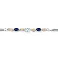 thumbnail image 2 of 925 Silver and 10K Yellow Gold Sky Blue Aquamarine and Blue Created Sapphire and White Lab Grown Diamond Bracelet for Women (2.01 Cttw, Gemstone March Birthstone, Oval, Wheat Chain, 6.5 inches), 2 of 5
