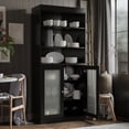 thumbnail image 5 of Palace Imports 100% Solid Wood 32" Pantry Cabinet with Frosted Glass Doors and Adjustable Shelves, Black, 5 of 7