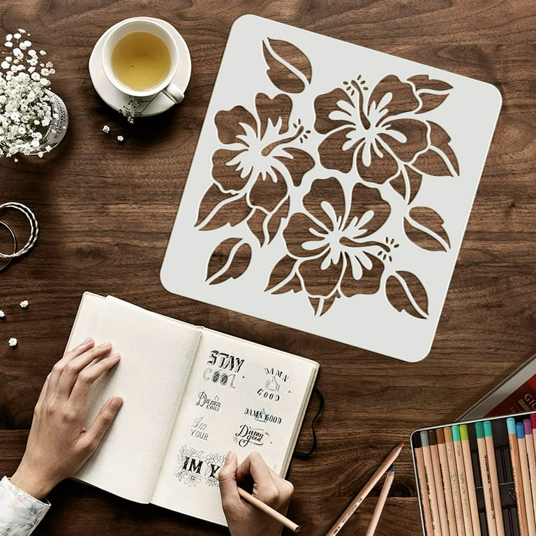 Wild Flower Stencils for Painting 11X8.3 Large Flower Stencil for Walls  Leaf Cherry Blossom Vine Stencils Reusable Drawing Stencils for Painting on  Wood Wall Canvas Furniture Card