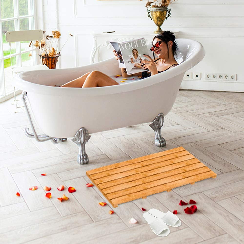 Bambloom Bamboo Shower Mat,Anti Slip Large Bathtub Mat,31x18in,Natural