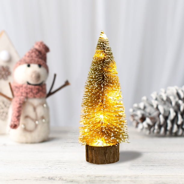 Mini Árbol de Navidad con Luces Led - Plateado, Verde, Dorado, Rojo y Marrón | Decoración Navideña de Escritorio para El Hogar, La Oficina y Cualquier Ambiente Festivo