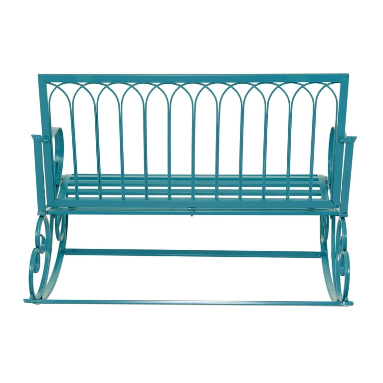 Outdoor metal online rocking bench