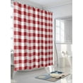 thumbnail image 3 of Shower Curtain Red White Plaid Shower Curtains for Bathroom, Waterproof Polyester Shower Curtain Set with Hooks, Small Stall Size 36" x 72" Buffalo Check Geometric, 3 of 6