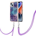 thumbnail image 2 of Case for iPhone 14 Plus, Adjustable Detachable Crossbody Strap Neck Strap Silicone Bumper Marble Painted TPU Ultra Thin Shockproof Protective Phone Case Cover for iPhone 14 Plus, Purple, 2 of 7