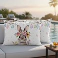 thumbnail image 5 of Spring Easter Pillow Covers 2 Pack Bunny Cute Rabbit Colorful Eggs Floral Pillowcase Waterproof Outdoor Throw Pillow Cover for Patio Balcony Rectangular Cushion 20”x12”, 5 of 9