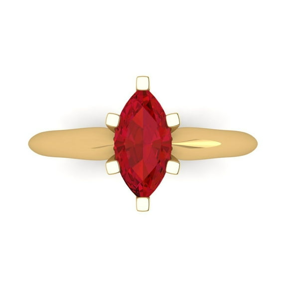 Solitaire Engagement Ring for Women - 1ct Simulated Ruby in 18K Yellow Gold Promise Ring