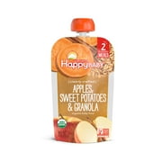 (4 pack) (4 Pack) Happy Baby Clearly Crafted, Stage 2 Meals, Organic Baby Food, Apples, Sweet Potatoes & Granola, 4 Oz