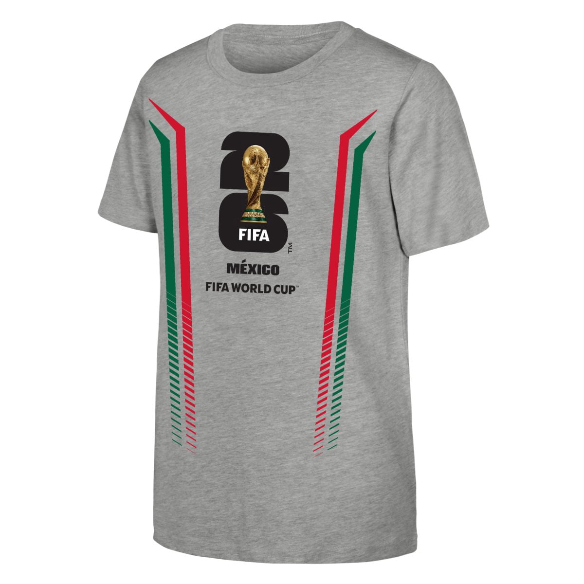 FIFA World Cup 2026 Men's Gray Stripe Mexico Soccer Graphic Tee