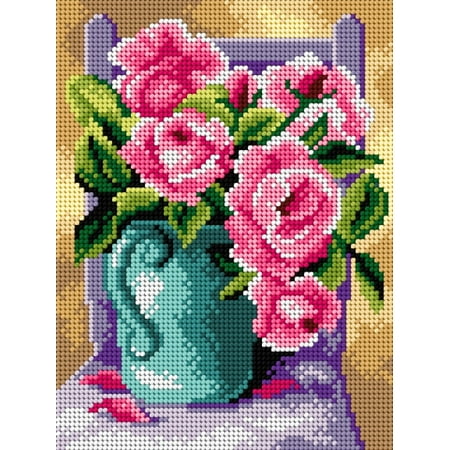 UPC: 5902067305928 | Needlepoint canvas for halfstitch without yarn Still Life with Roses 2893F – Printed Tapestry Canvas