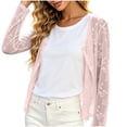 thumbnail image 5 of TEAJOPSUU Women's Plus Size Floral Cardigans Lace Breathable Button Down Sweater Long Sleeve Cropped Coverup Cardigans L-5XL Pink, 5 of 8