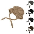 thumbnail image 4 of 2PCS Ear Lace Up Winter Hat Women Solid Color Bear Decor Knitted Daily Accessories, 4 of 7
