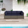 thumbnail image 2 of Afuera Living 3-Piece Wicker / Rattan Outdoor Sofa in Cobalt Blue, 2 of 3