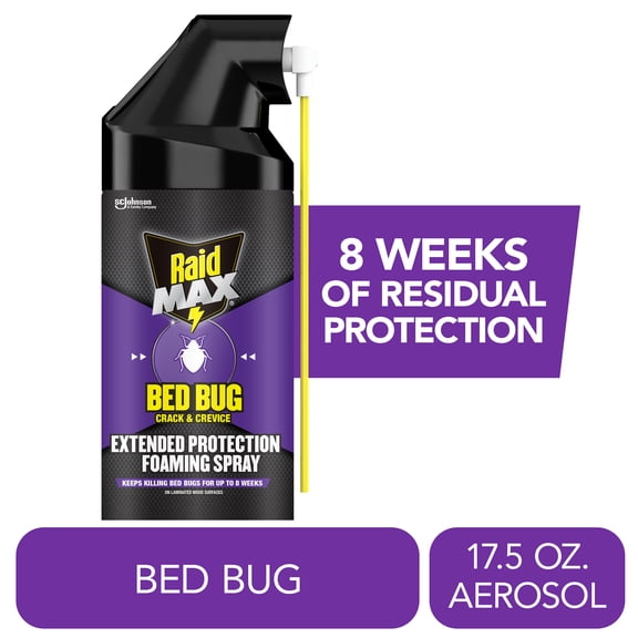 Raid MAX Indoor Bed Bug Spray & Flea Insect Killer, Extended Protection Foaming Spray, 17.5 oz