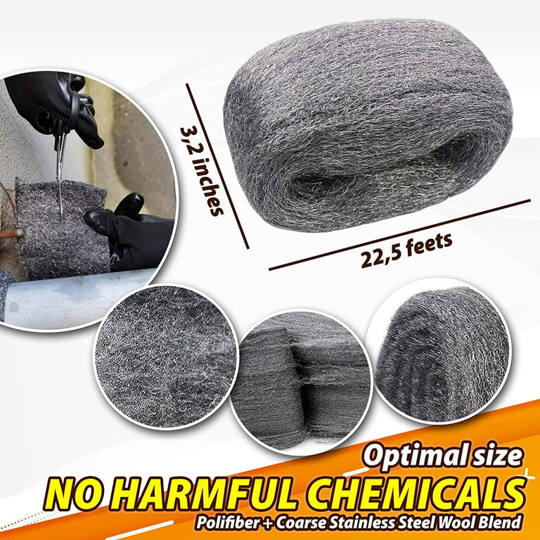 Steel Wool for Mice Control, DIY Steel Wool Fill Fabric Kit for Gap  Blocker, Wall Cracks