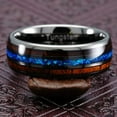 thumbnail image 6 of 100S JEWELRY Gunmetal Tungsten Ring for Men Koa Wood Blue Opal Inlaid Wedding Band Promise Size 6-16 (Tungsten, 6.5), 6 of 6