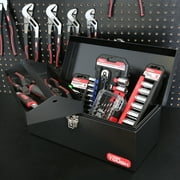 Hyper Tough 16-inch Black Metal Tool Box with Removable Tool Tray