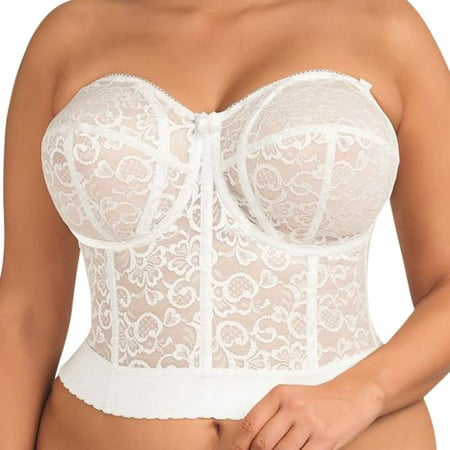 White Mesh Lace Bra - Goddess Women's Lace Bustier Bra #GD0689
