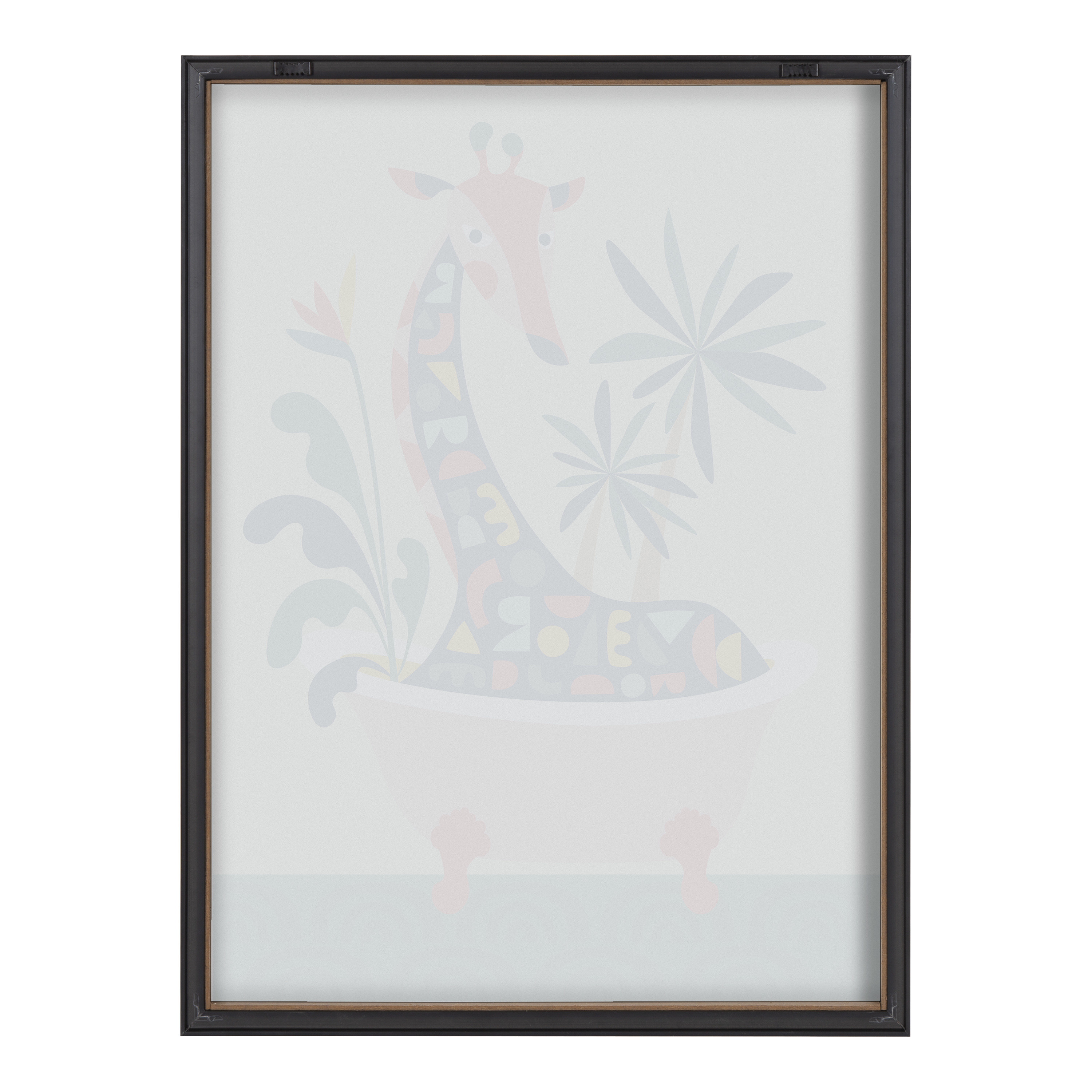 Kate and Laurel Blake Mid Century Modern Giraffe in Bathtub Framed Printed Glass Wall Art by Rachel Lee of My Dream Wall, 18x24 Gold, Decorative Colorful Animal Art for Wall