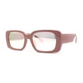 thumbnail image 2 of Minimal Color Mirror Mod Narrow Rectangle Plastic Sunglasses Pink Mirror, 2 of 4
