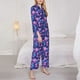 thumbnail image 3 of Balery Blue Skull Rose Conjunto de Pijama con Estampado para Mujer, Conjunto de Dos Piezas con Manga Larga, Ropa de Dormir Suave con Bolsillos, Pijamas Cómodos-Large, 3 of 7