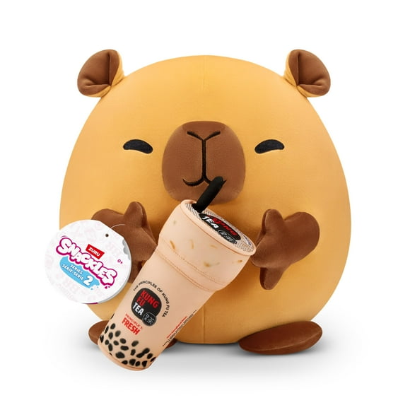 Snackles Series 2 Capybara & Boba 16 Inch Plush by ZURU Ultra Soft Plush Collectible Plush with Real Licensed Brands Stuffed Animal Giftable