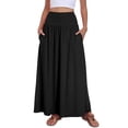 thumbnail image 3 of Asklazy Womens Flowy Long Maxi Skirt A-Line Long Skirt with Pockets Elastic High Waist,Black,S, 3 of 10