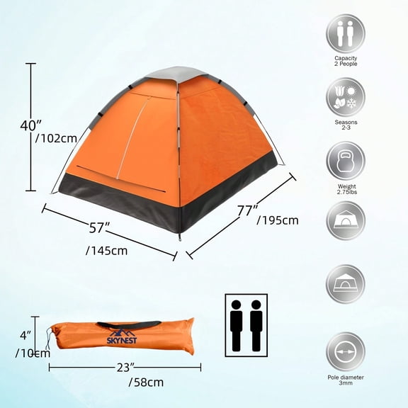 SKYNEST Lightweight Dome Family Camping Tent for 2 to 5 People, Quick to Assemble Tent with Portable Storage Bag for Camping, Traveling and Hiking