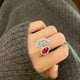 thumbnail image 2 of Anillo abierto de lujo con cristal de gota de agua roja Chapado en plata vívida para novias y compromisos, 2 of 5