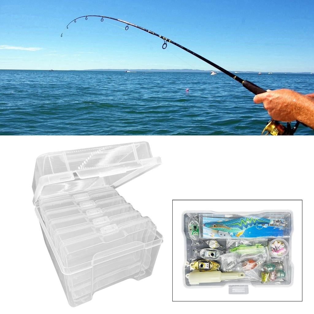 CEORPER 6 Layer Clear Fishing Lure Box Waterproofs Fishing Tool Box Baits Case Organizers Plastic Fishing Tackle Storage Box