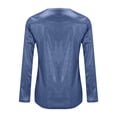 thumbnail image 4 of Blue Womens Blouses Solid Color Reflective Shiny Metallic Round Neck Long Sleeve Top T Shirt Shirts for Women, 4 of 5