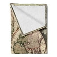 thumbnail image 2 of Cartography Soft Flannel Fleece Throw Blanket, Vintage World Map Atlas with Greek Atlantic and Continents, Cozy Plush for Indoor and Outdoor Use, 60" x 80", Taupe Champagne, by Ambesonne, 2 of 5