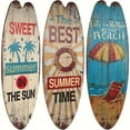 thumbnail image 2 of Wooden Surfboard Wall Hanging Decor Set - Retro Beach Wall Art, Hawaiian Coastal Plaques For Living Room, Entryway, Bar Decor, 2 of 3