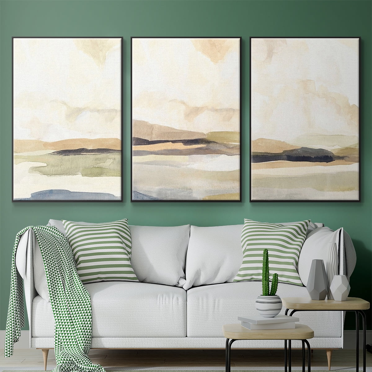 Abstract Neutral Tone Framed Wall Art – Slate Movement I – Premium Gallery Wrapped Canvas, L Floating Frame, 3 Piece Set, Ready to Hang