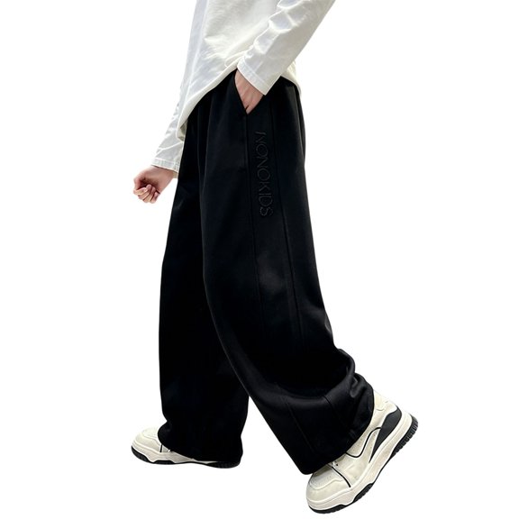 THJRPQJFD Boys Baggy Sweatpants Athletic Wide Leg Joggers Elastic Waist Track Pants Open Bottom Pants with Pockets School Active Trousers Preppy Clothes