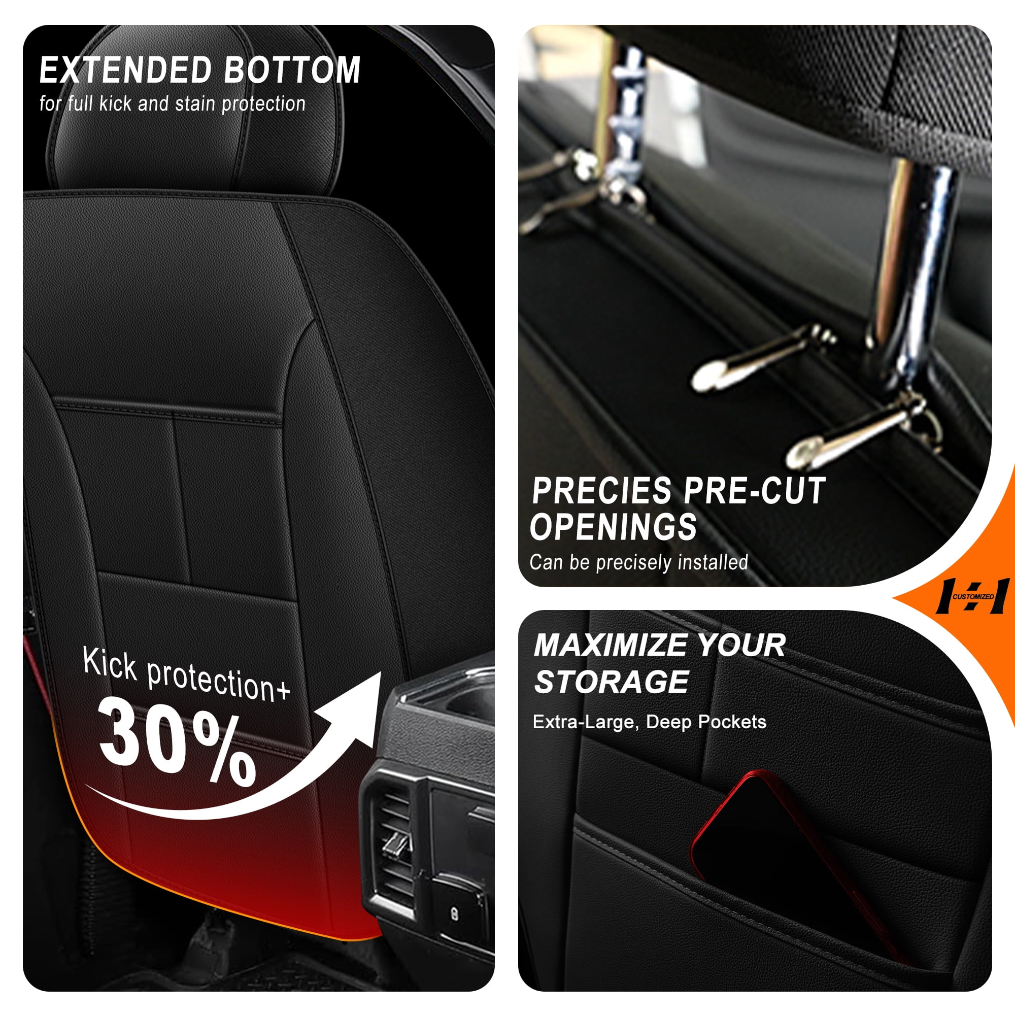 Car Seat Cover for Infiniti Q70 2014-2019 Premium Leather Seat Covers with Lumbar Support,Waterproof Auto Protectors Cushions Black,Full Set(2 Row 5 Seats)