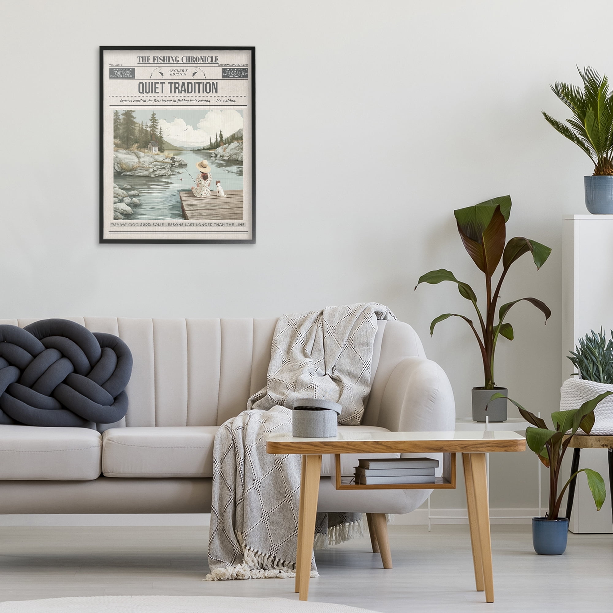 Stupell Industries Fishing Chronicle Magazine Black Framed Giclee Art, design by A Barefoot Stylist