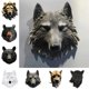 thumbnail image 1 of Escultura de cabeza de animal montada en la pared - estatua de busto de lobo/leopardo/oso, decoración de arte de resina para salón, dormitorio, oficina, bar, 1 of 5
