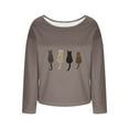 thumbnail image 4 of VgaVtl Fall Winter Womens Shirt Knit Long Sleeve Ladies Tops Brown Loose Graphic Leisure Vacation Shirts,M, 4 of 4