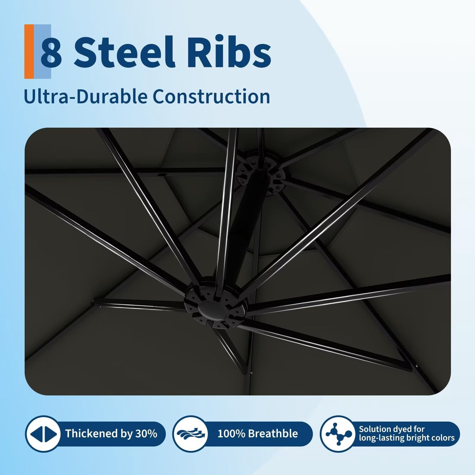 HELLONE 10FT Cantilever Umbrella outdoor patio, Offset Patio Umbrella with Easy Lift & Tilt Adjustment, UV Protection Fade Resistant for Deck, Pool, Garden, Grey