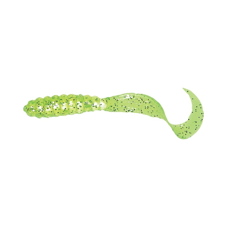 Mister Twister, Soft Plastic Grubs, 3 inch, Chartreuse Silver