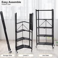 thumbnail image 2 of LISUEYNE 5 Tier Storage Shelving Unit, Foldable Metal Shelf, Garage Shelving Units, No Assembly Storage Rack for Garage, Kitchen, Basement,S torage Shelves with Wheels, Black, 2 of 6