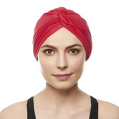 Beemo Womens Swim Cap Bathing Turban-Polyester Twisted Pleated Turban Head Cover - reg8894red