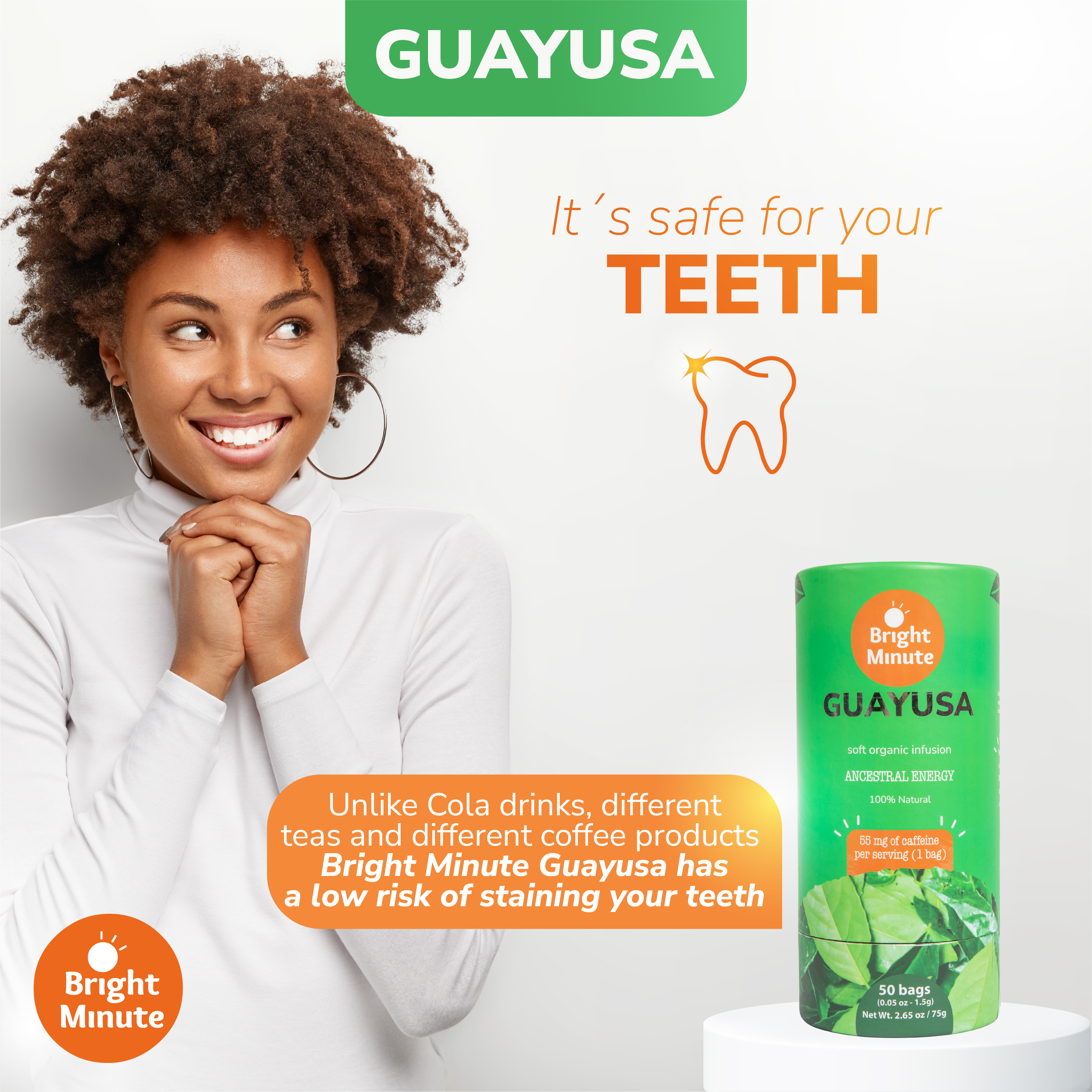 Bright Minute Guayusa infusion 50 teabags | Calm and Wakeful Energy Boost!