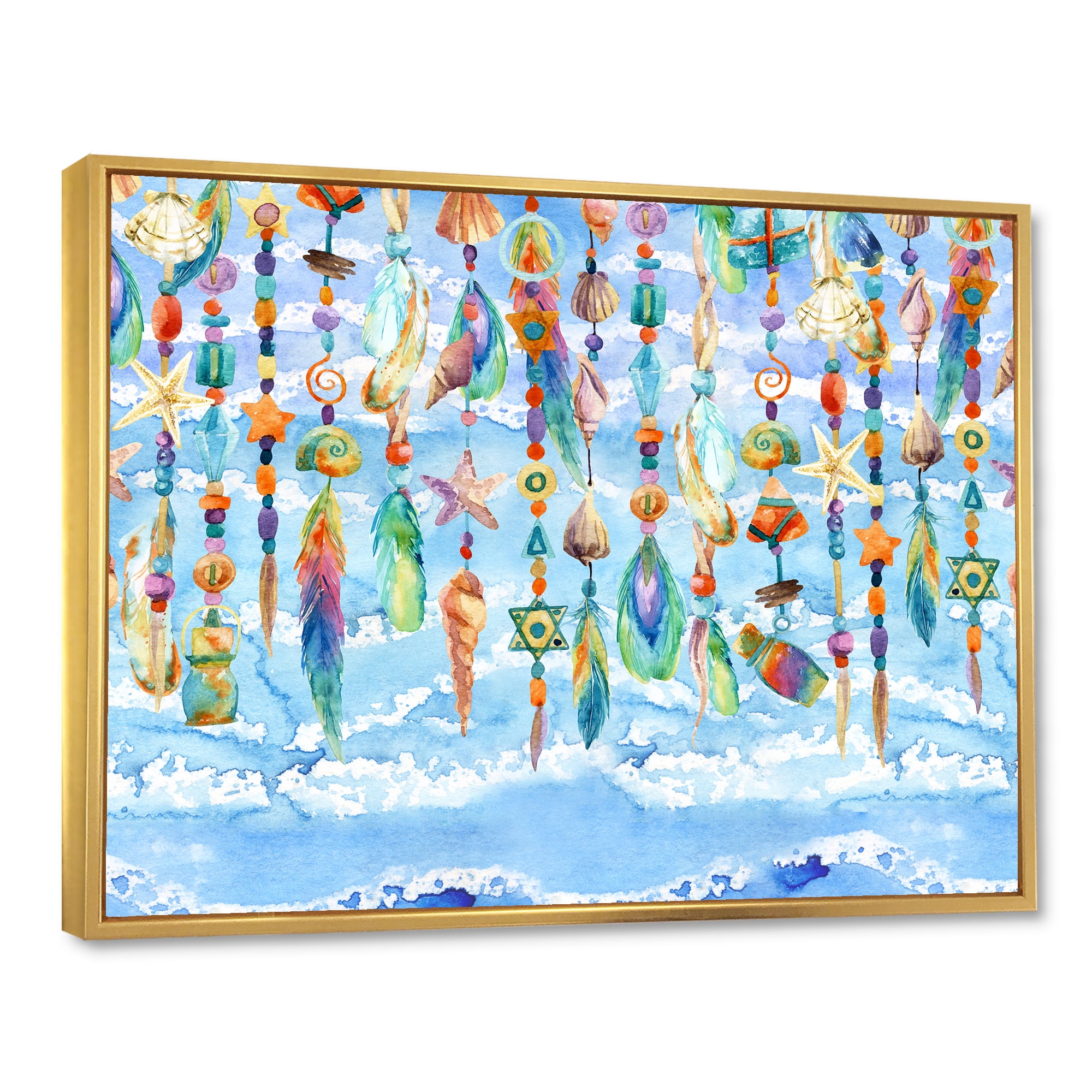 Designart 'Jewelry of Beads and Sea Shell' Traditional Framed Canvas Wall Art Print