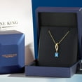 thumbnail image 5 of Gem Stone King 14K Yellow Gold Swiss Blue Topaz and Lab Grown Diamond Pendant Necklace for Women | 0.73 Cttw | Gemstone November Birthstone | Octagon 6X4MM | With 18 inch Chain, 5 of 6