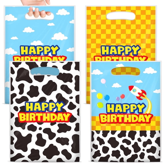 Sinekong 60pcs Cartoon Toy Inspired Story Party Favor Bags, Blue Sky White Cloud Goodie Snack Bags for Birthday Party Supplies