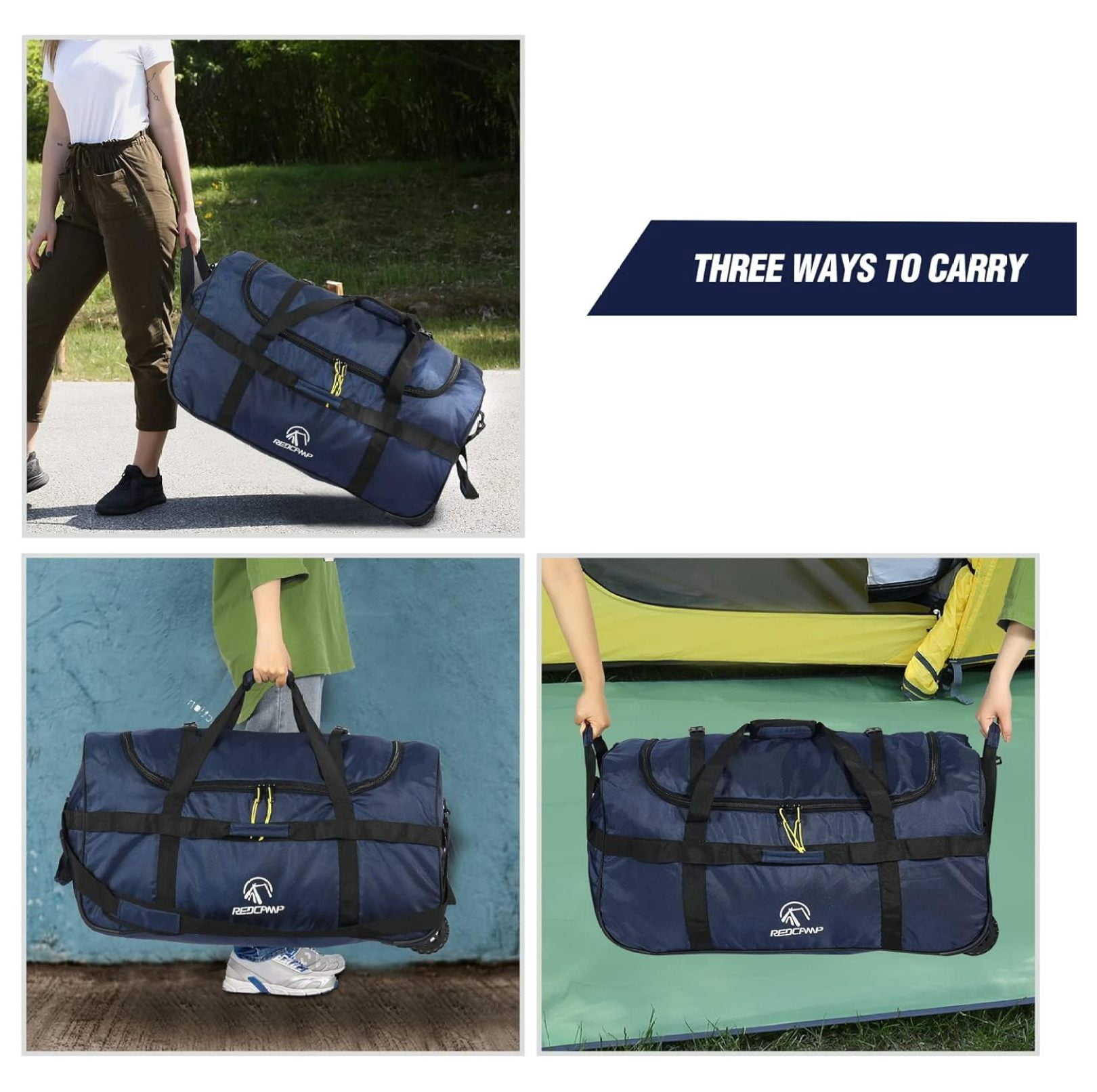 85L/120L/140L Foldable Duffle Bag with Wheels, Large Travel Duffel Bag