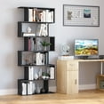 thumbnail image 2 of 6 Tier Bookshelf Storage Display Unit Organizer Room Divider Wood Black, 2 of 10