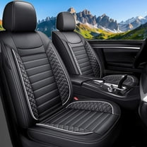 Car Seat Covers Fit for Honda Pilot 2005-2016: 5 Seats Faux Leather Waterproof Seat Protectors (Black&white) - 2 Rows